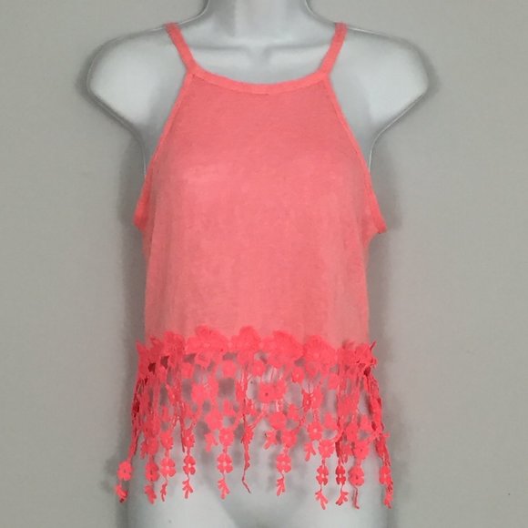 Charlotte Russe Tops - Charlotte Russe Tank Top Womens S Pink Embroidered Floral Pullover Cotton Blend